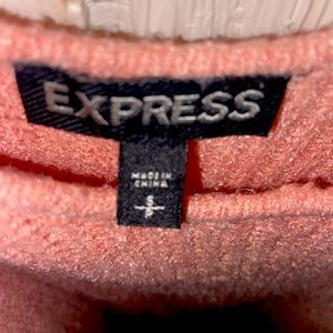 Light pink cold shoulder Express sweater size small peplum flared bottom/sleeves